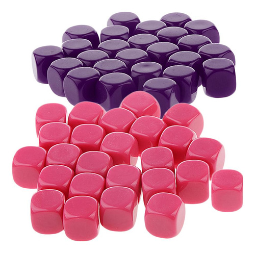50 Piezas D6 Dados Opacos En Para Diy Púrpura + Rosa Roja