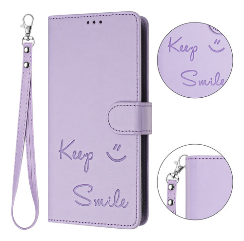 Funda De Piel Con Forma De Cara Sonriente Para Motorola Edge 50 Fusion Con Ranuras Para Tarjetas, Cierre Magnético, Cartera, Bloqueo Rfid, Soporte