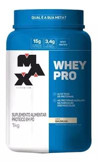 Suplemento em pó Max Titanium Whey Pro proteína Whey Pro sabor baunilha em pote de 1kg