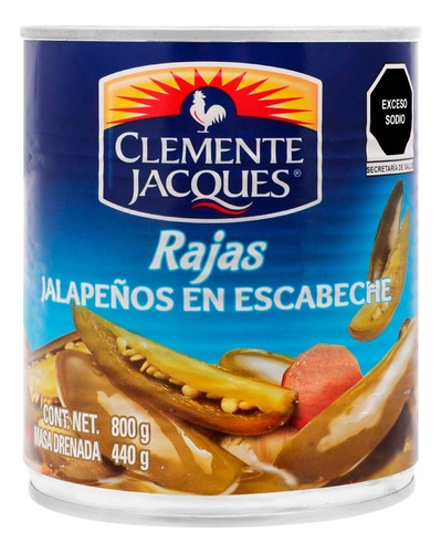 Chile Jalapeño Celemente Jacques Rajas En Escabeche 800 Gr