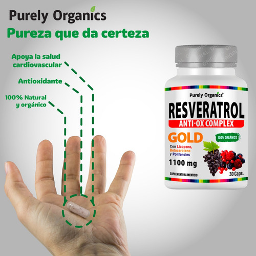 Resveratrol Anti-ox Complex Gold | 30 Caps | Antioxidante Sabor Sin sabor