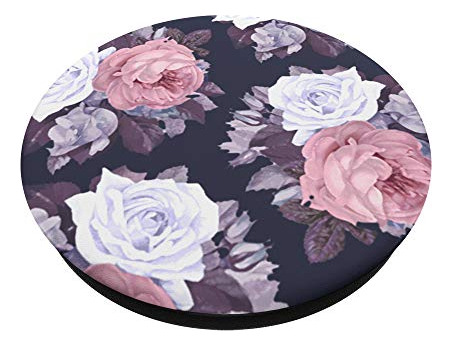 Pop Socket Con Estampado Floral Blanco, Rosa Y Morado Sobre