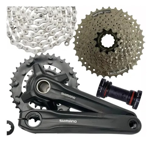 Kit Bike Shimano 9v Pedivela, Cassete, Corrente Jogo Central