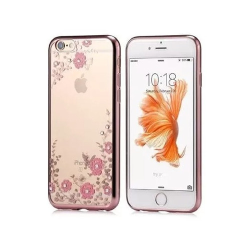 Estuche Carcasa Funda Cromado Flores iPhone 6 7 8 7 Y 8 Plus