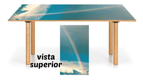 Vinilo Para Mesa Arco Iris Rainbow Paisaje Decoracion M6