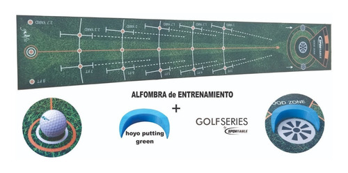 Imagen 1 de 4 de Alfombra Putting Green Golf Entrenamiento Precisión + Hoyo