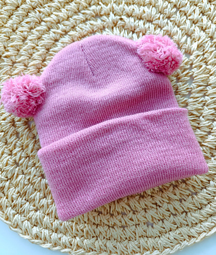 Gorro De Lana Para Bebe Gorrito Invierno Bebe Rosa Oscuro Pompon 2 Unico Lana Cashmilon