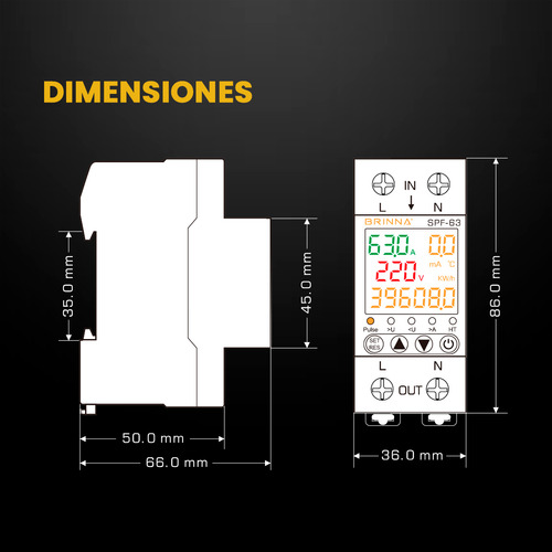 Protector Y Medidor Monofasico 63a Brinna Display Color