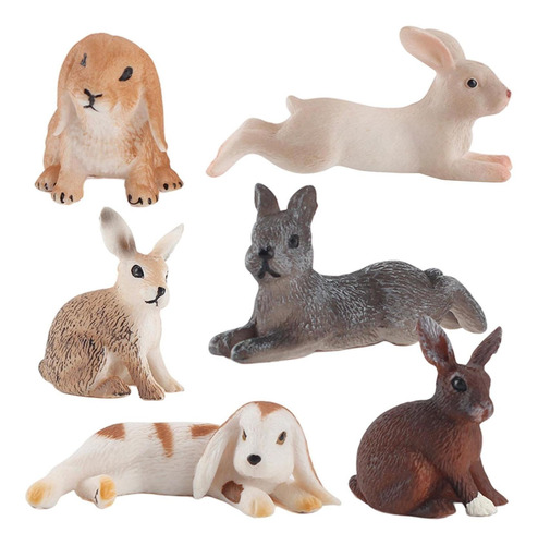 Figura De Animal Pequeño De 6 Piezas, Juguete De Conejo,
