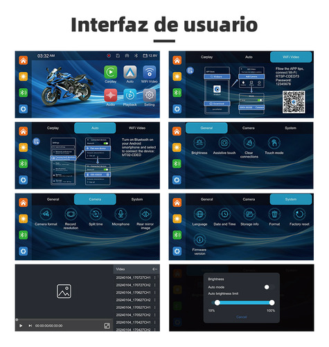Estereo Pantalla Para Moto Carplay Android Auto Con Camaras Color M625