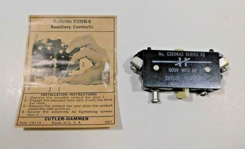 Cutler-hammer Auxiliary Contact Block N.c. C320ka2 Tth