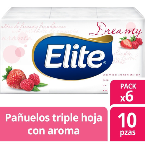  Pañuelo Elite Dreamy Fresa Y Frambuesa 6 Paquetes C10pz