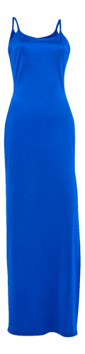 Vestido De Fiesta Abertura En Pierna Color Azul Para Dama