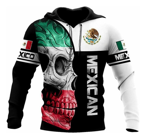 Sudadera Con Capucha Mexican Skull Mexico Playeras 3d Sudad