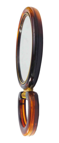Espejo Mesa Redondo Doble C Aumento Marco Plastico 7 Cm Bz3 Marco Marron Ad150-01