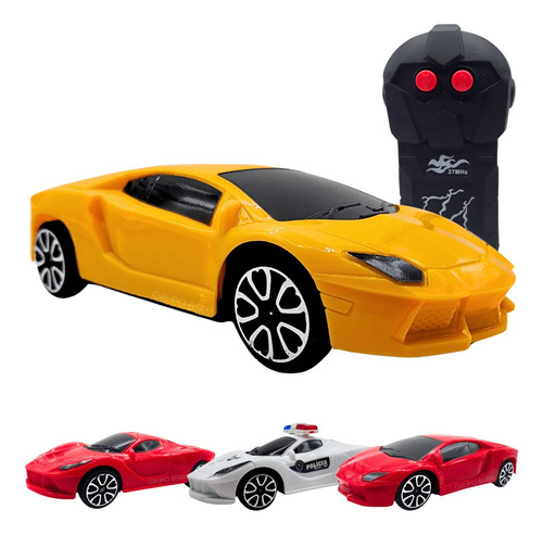 Carrinho De Controle Remoto Carro Corrida Amarelo Veiculo Miniatura escala 1:24 Brinquedo Menino 2 Anos Presente Dia Das Crianças
