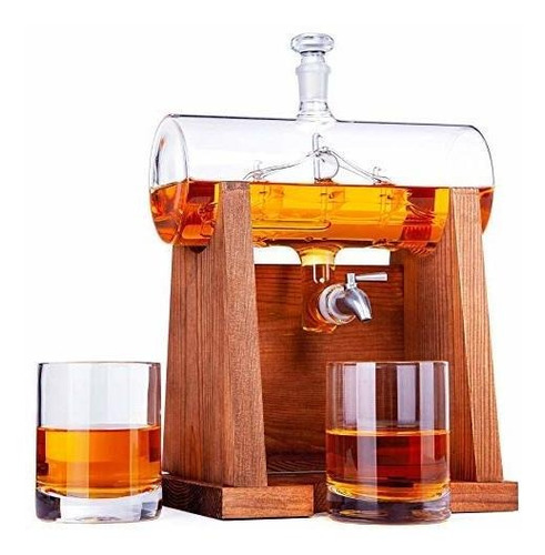 Decantador De Whisky De 42.3 Fl Oz, Con 2 Vasos 