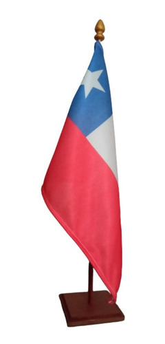 Bandera Chile Mástil  Base Madera Escritorio Souvenir