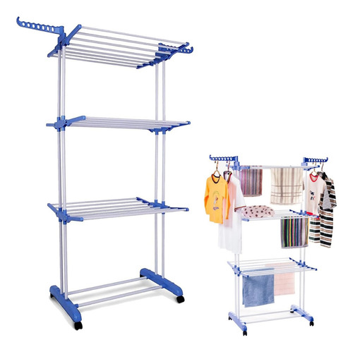 Tendedero De Ropa Colgador Perchero Plegable 3 Niveles