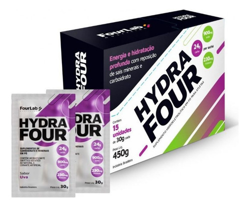 Hydrafour 30g Repositor Eletrólitos Fourlab (cx 15 Sachês) Sabor Uva
