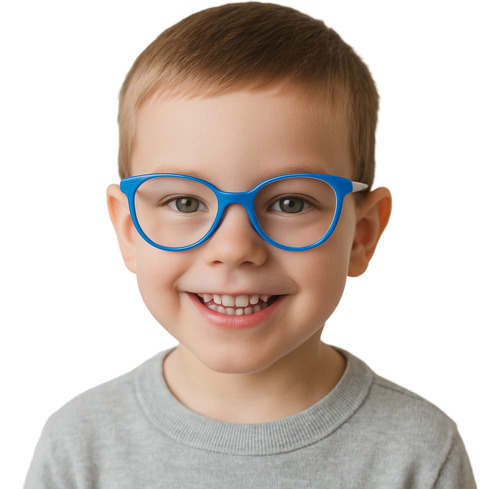 Armação De Óculos Grau Flexível Criança Infantil Com Lente Cor Azul