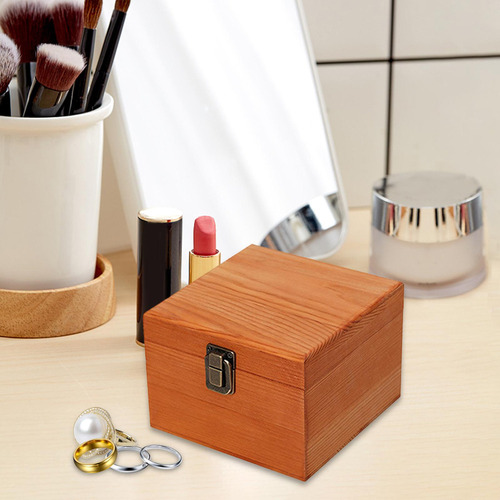 Nuevo Caja De Almacenamiento De Madera Marrón 14x14x10cm