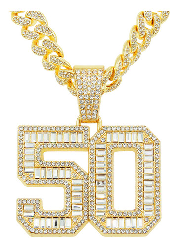 Collar Con Colgante De Diamantes Número 50 Para Hombre
