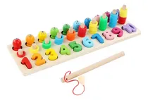 Comprar Tablero Didáctico Madera Montessori 3 En 1 Numero Pesca -56