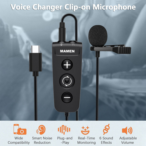 Micrófono Cambiador De Voz Mamen Mic-ls01 Con Clip