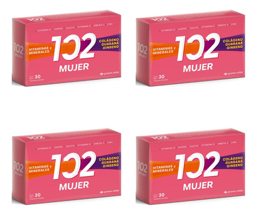 102 Mujer Antioxidante X 30 Caps. Blandas Combo X 4