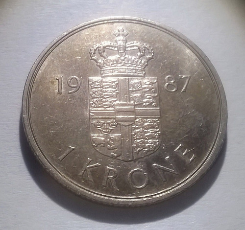 Dinamarca Moneda De 1 Corona 1987 - Km#862