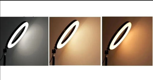 Aro De Luz Con Trípode De 210cm Y 3 Soporte De Teléfono Color de la estructura Negro Color de la luz Blanco cálido