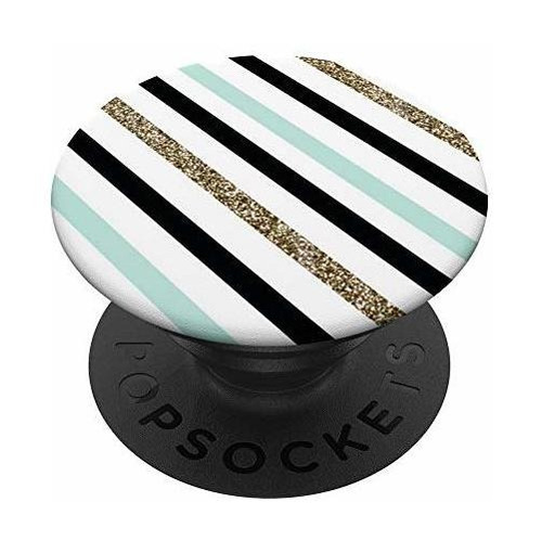 Dorado, Negro, Turquesa, Y Blanco De Rayas Popsockets 23pmp