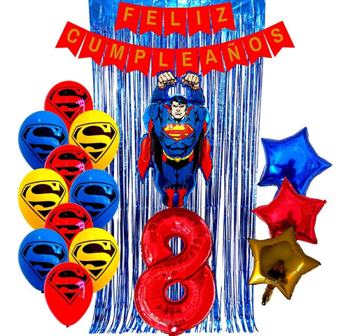 Combo Kit Deco Fiesta Globos Superman N°1