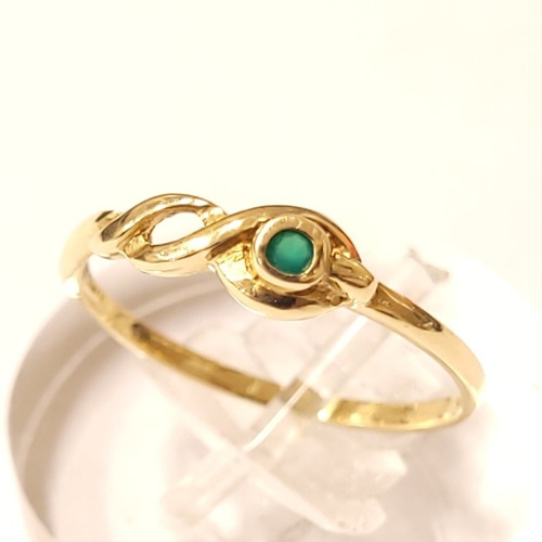 Imagen 3 de 5 de Anillo Oro 18kts Cubic Verde 1,4grs N°15 Brumat