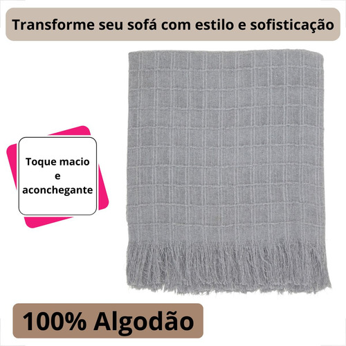 Manta Sofá Retratil 2 E 3 Lugares 170x240 Mt Grande 6 Cores Cor Cinza Desenho Quadriculado