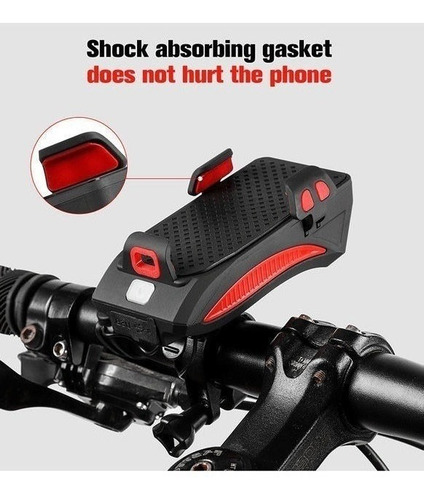 Luz Bici Delantera Leds + Porta Celular + Bocina Recargable