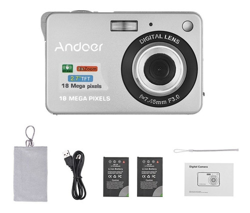 Cámara Digital Andoer Hd 720p 18m Con 2 Baterías