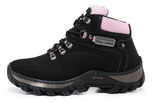 Bota Coturno Feminino Adventure Americano - Preto/rosa