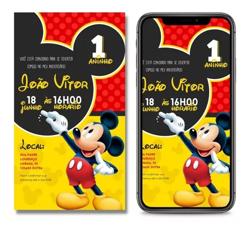 CONVITE INFANTIL MICKEY CONSTRUTOR- ARTE VIRTUAL