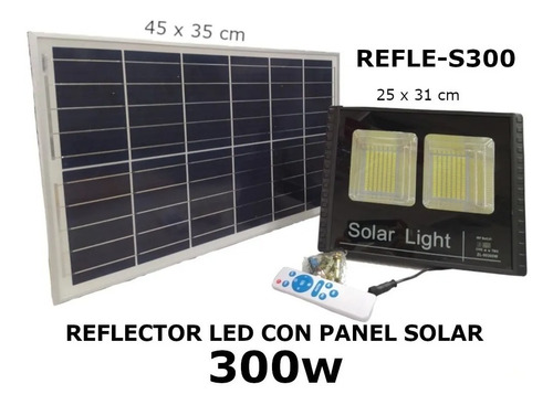 Reflector Led Con Panel Solar De 300w, Ip66