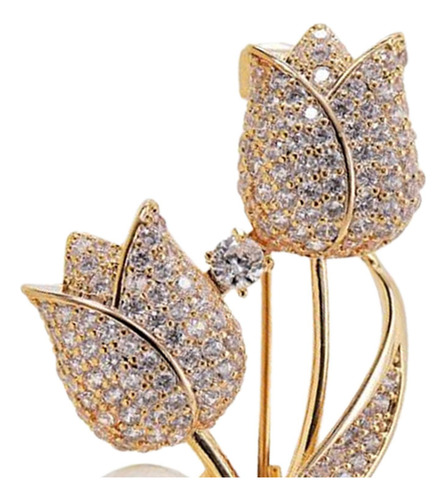 2 Broches De Diamantes De Imitación, Broche De Tulipán,
