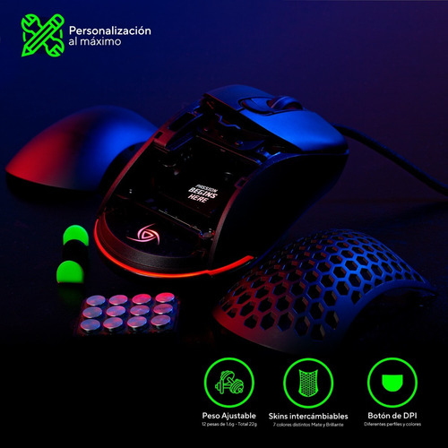 Imagen 11 de 12 de Mouse gamer de juego VSG Aquila Air negro mate