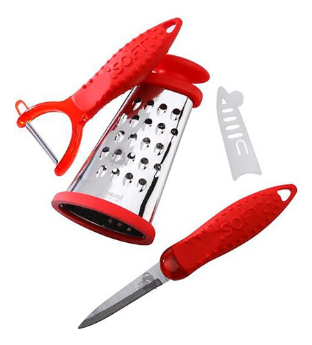 Set Juego Rallador Pelador Cortador Cuchillo 3 En 1 Fantuzzi