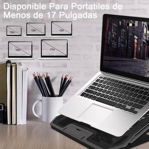 Imagen 5 de 10 de Laptops Bases Enfriador 6 Ventiladores Para 12-17 Usb Dual