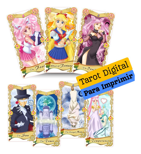 Tarot Sailor Moon 22 Arcanos Mayores Digital Para Imprimir