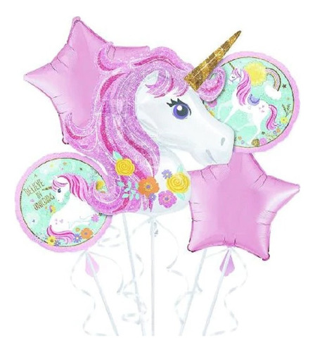  Set Globos Unicornio Kawaii Cotillón Activarte