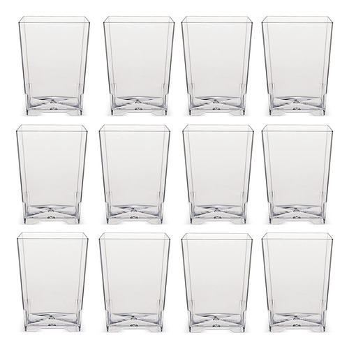 Vasos De Postre Cuadrados De Plástico, Reutilizables, Transp