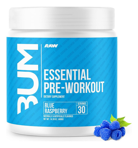 Raw Cbum Essential Pre Workout Pre Entreno 30 Servicios Sabor Blue Raspberry