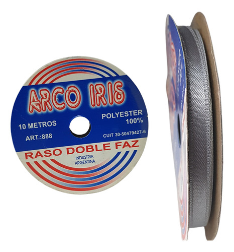 Cinta De Raso Doble Faz N°1 6mm X Rollo De 50mts Gris Perla Arco Iris